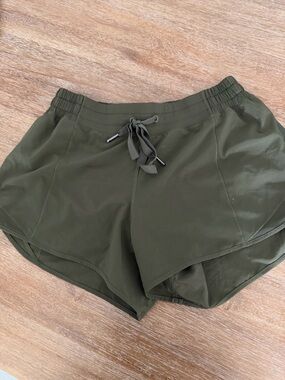 lululemon athletica Olive Green Run Shorts with Drawstring Waist